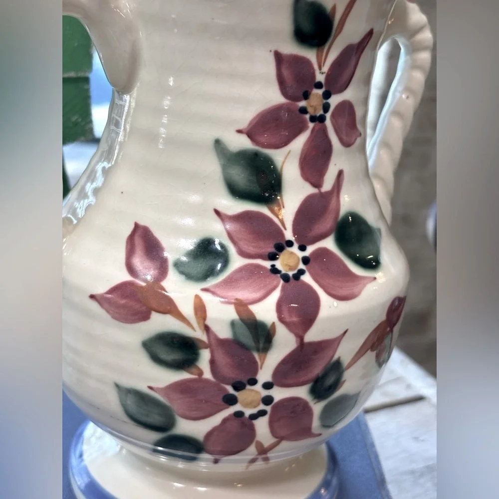 Antique Roseville Pottery Vase. 8.5” Old Colony. Vintage 1940s. Floral EUC